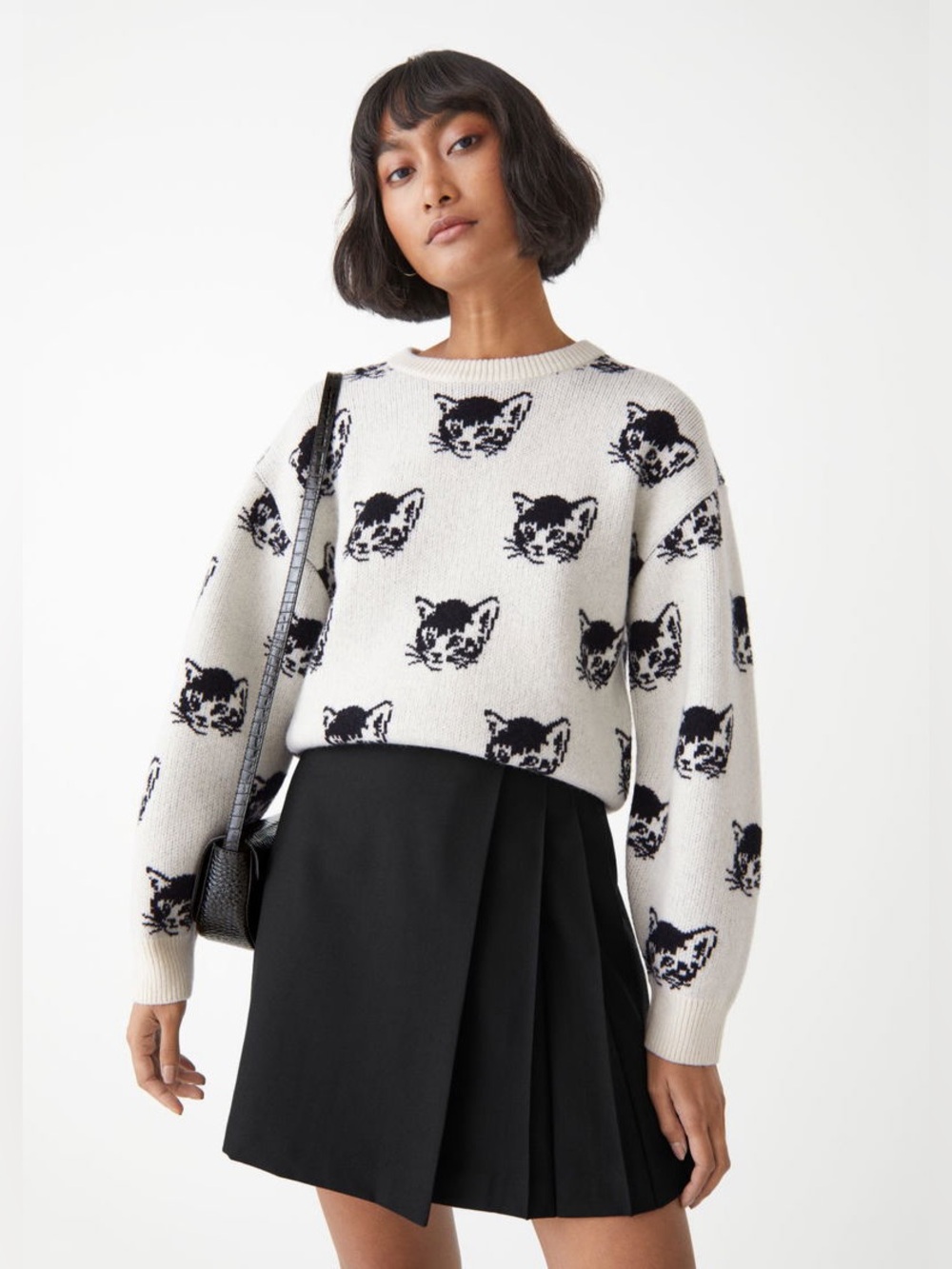 & Other Stories Paris Atelier Cat Motif Sweater sz XS